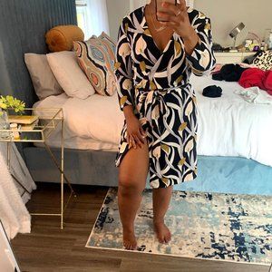 Ann Taylor Navy Patten Wrap Dress